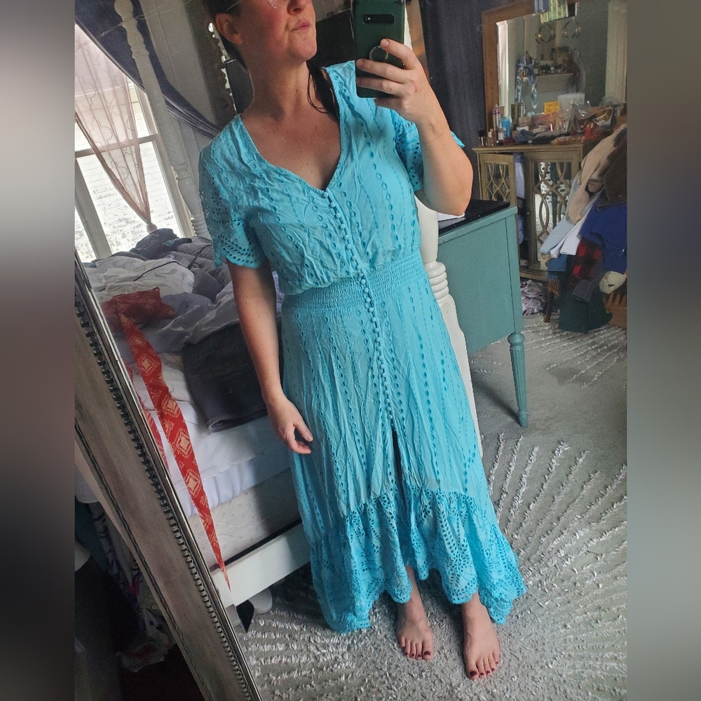 Young Fabulous And Broke Baby Blue Eyelet Dress